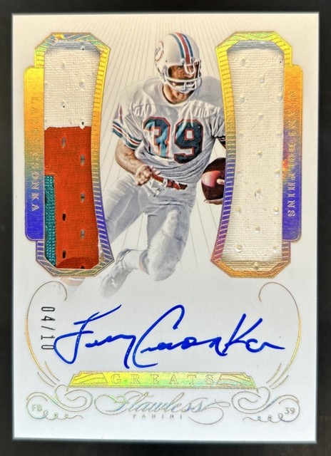 2015 Panini Flawless Larry Csonka Greats Patches Dual Auto Gold #/10 Dolphins