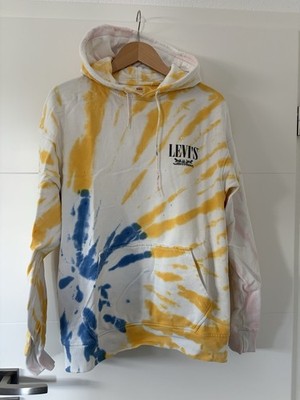 Levis Sweatshirt Hoodie im Batik Style M weiß gelb blau rosa
