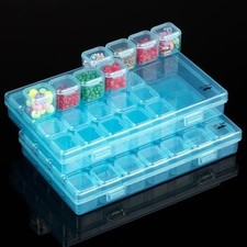 Mr. Pen- Bead Storage Containers 28 Grids 2 Pack Transparent Blue Small Bead