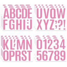 12 Sheets Letter Number Stickers, 4 Inch Self-Adhesive Alphabet - Pink Punc...