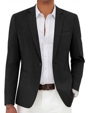 Men's Casual Blazer Slim Fit Lightweight Sport Coat One Button Suit Jacket Black