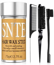 Slick Back Hair Brush  Wax Stick Set - Frizz Control  Flyaway Black