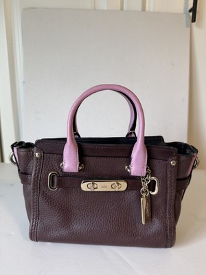 Coach Swagger Oxblood Satchel, Crossbody with Turnlock Detail & Zip Close