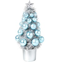 Premier Mini Tinsel Weihnachtsbaum Mit Kugeln 21Cm Deko - Silber Mit Eisblau