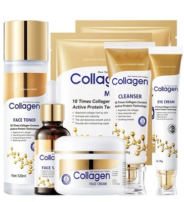 Collagen Skin Care Set, 6Pcs Face Care Sets for Older Women, Firming Skin, Shrin