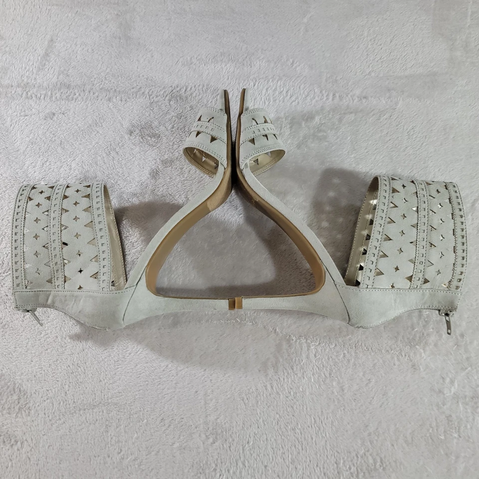 Nicole Bethany Heels Women 10M Gray Ankle Cuff Back Zip Cutout Dressy Sleek Shoe - Image 4 of 4