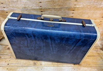 Samsonite Shwayder Bros Inc Blue Marble Vintage Luggage Suitcase Hard Shell 21 