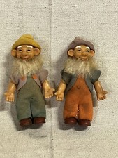 VTG Steiff Style Dwarf Elves 60s Gnome Pucki Lot Of 2 Rubber Figures V5161