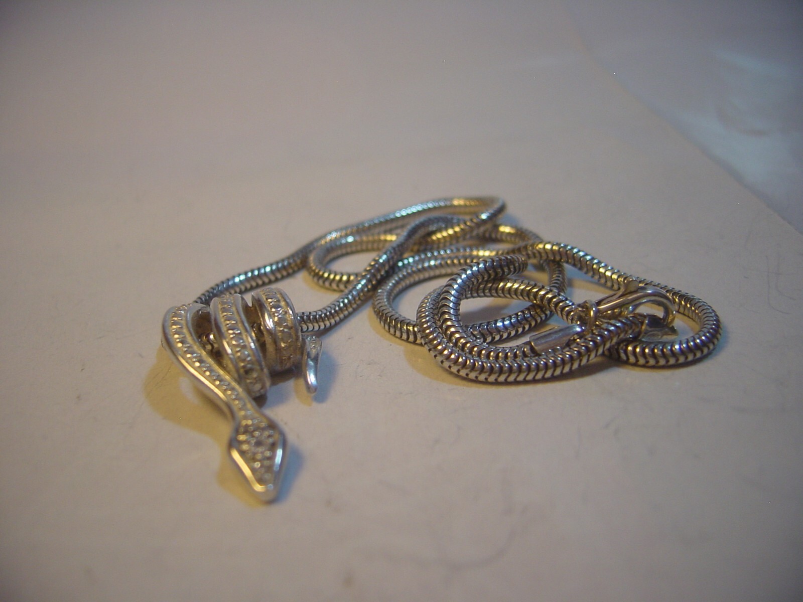 Solid Silver 16" Chunky Snake Chain &Superb Cubic… - image 16
