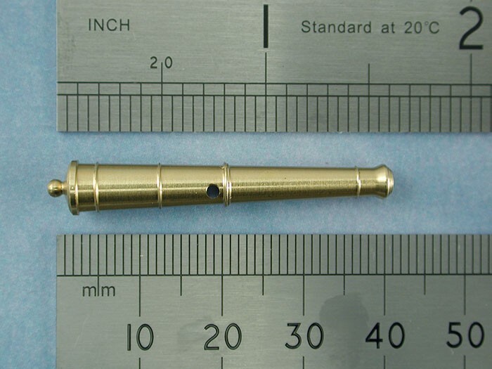 Cannon Barrel, 12lb long, 1:72, C1790 Model Boat fittings Dioramas and Wargaming