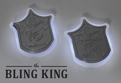 Tiarra Grilles Light Up Badges Chrome LED Emblems Halo Shields 2 Piece Set