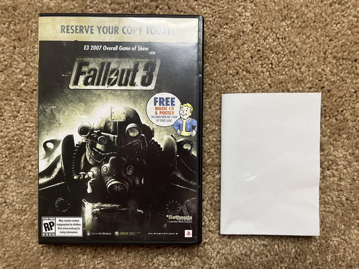 NO CD Fallout 3 Preorder Case Poster Only Reserve Copy Rating.