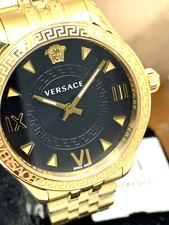 Versace Women's Watch VE2S00622 Swiss Quartz Gold Black Dial Stainless Steel