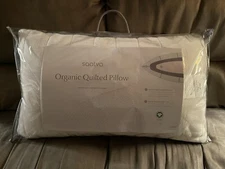 $265 Saatva Quilted Organic Cotton Pillow Queen Size 18 X 28 Inches Brand New