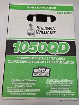 Sherwin-Williams 1050 QD Quick Dry Siliconized Acrylic Latex Caulk Box 12 Tubes