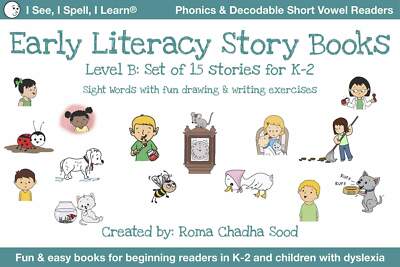 LEVEL B - Phonics, Sight Words, Short Vowel, Decodable Storybooks(K-5, Dyslexia)