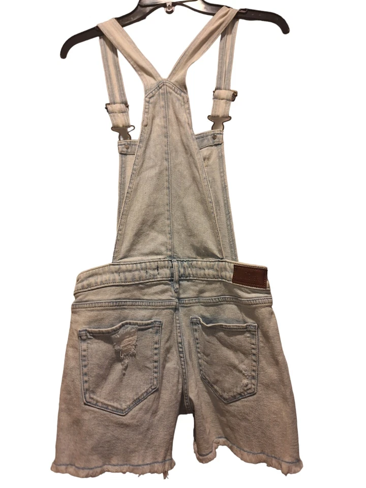 HOLLISTER Boyfriend Short Overalls Light Wash Denim Women's Size XS GUC - Изображение 2 из 4