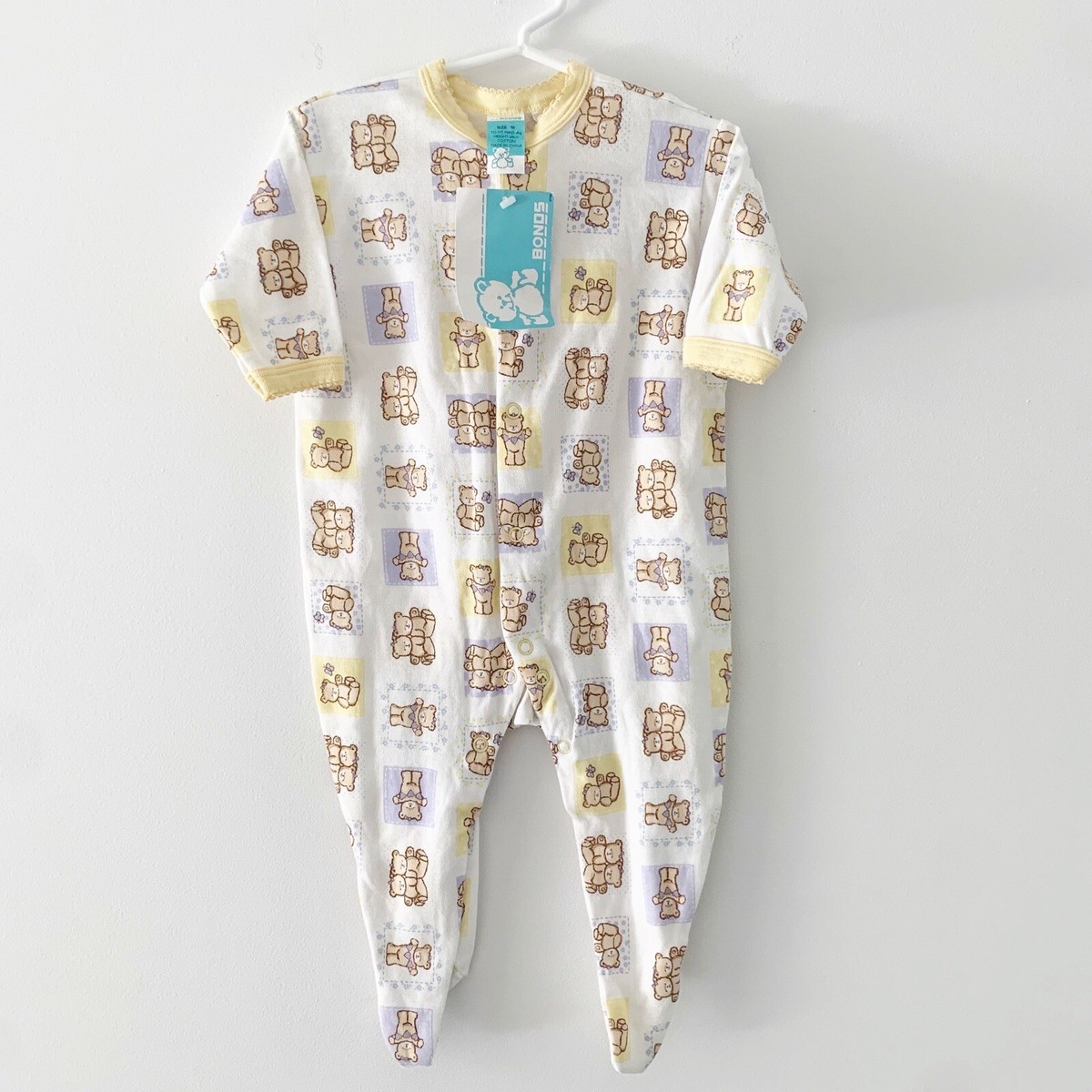 Vintage Bonds Unisex Bears Sleepsuit Outfit Pyjamas New Deadstock