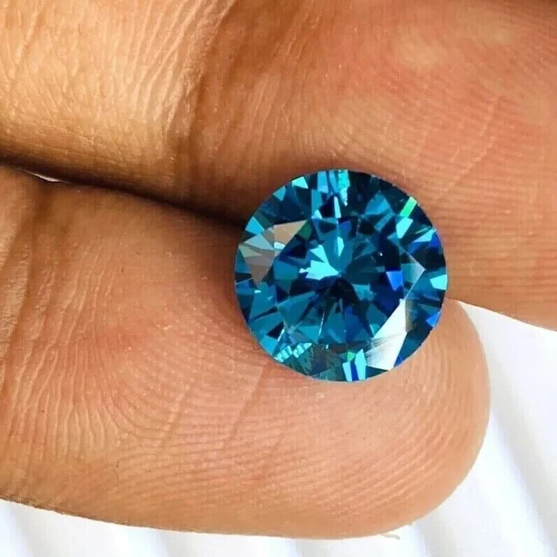 Loose Diamond 2 Ct CERTIFIED Round Cut Blue Color D Grade VVS1 +1 Free Gift - Image 3 of 4