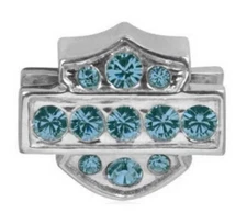 MOD JEWELRY HARLEY-DAVIDSON WOMEN'S BAR & SHIELD BLUE CRYSTAL RIDE BEAD CHARM