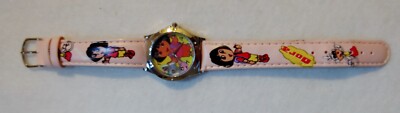 PINK DORA THE EXPLORER WATCH - Faux Leather Band - NEW BATTERY