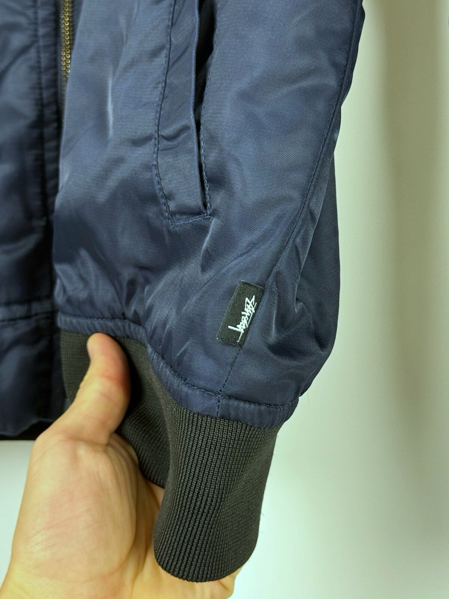 Stussy Embroidery Logo Basic Navy Bomber Jacket | eBay