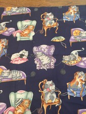 Timeless Treasures Kitty Cats in Chairs 18" x 22" Cotton Fabric Pattern C-3490