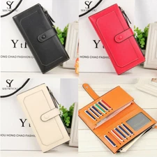 Women Clutch Leather Wallet Long Card Cover Holder Zipper Purse Handbag Purse
