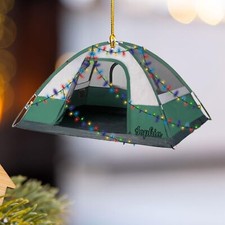 Personalized Camping Ornament, Camping Wood Plastic Ornament Travel Trailer Shap