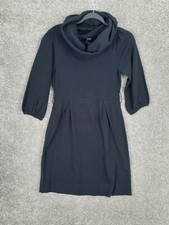 A.N.A. Sweater Dress Womens M Black Cowl Neck 3/4 Sleeve Stretch Casual Career