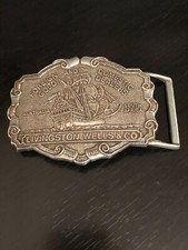 Vintage Collectible Livingston Wells  Co Ship Sails Foreign Belt Buckle