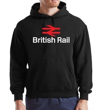 New British Rail Hoody Sweatshirt Mens Hood Funny Train Retro Logo Symbol Hoodie