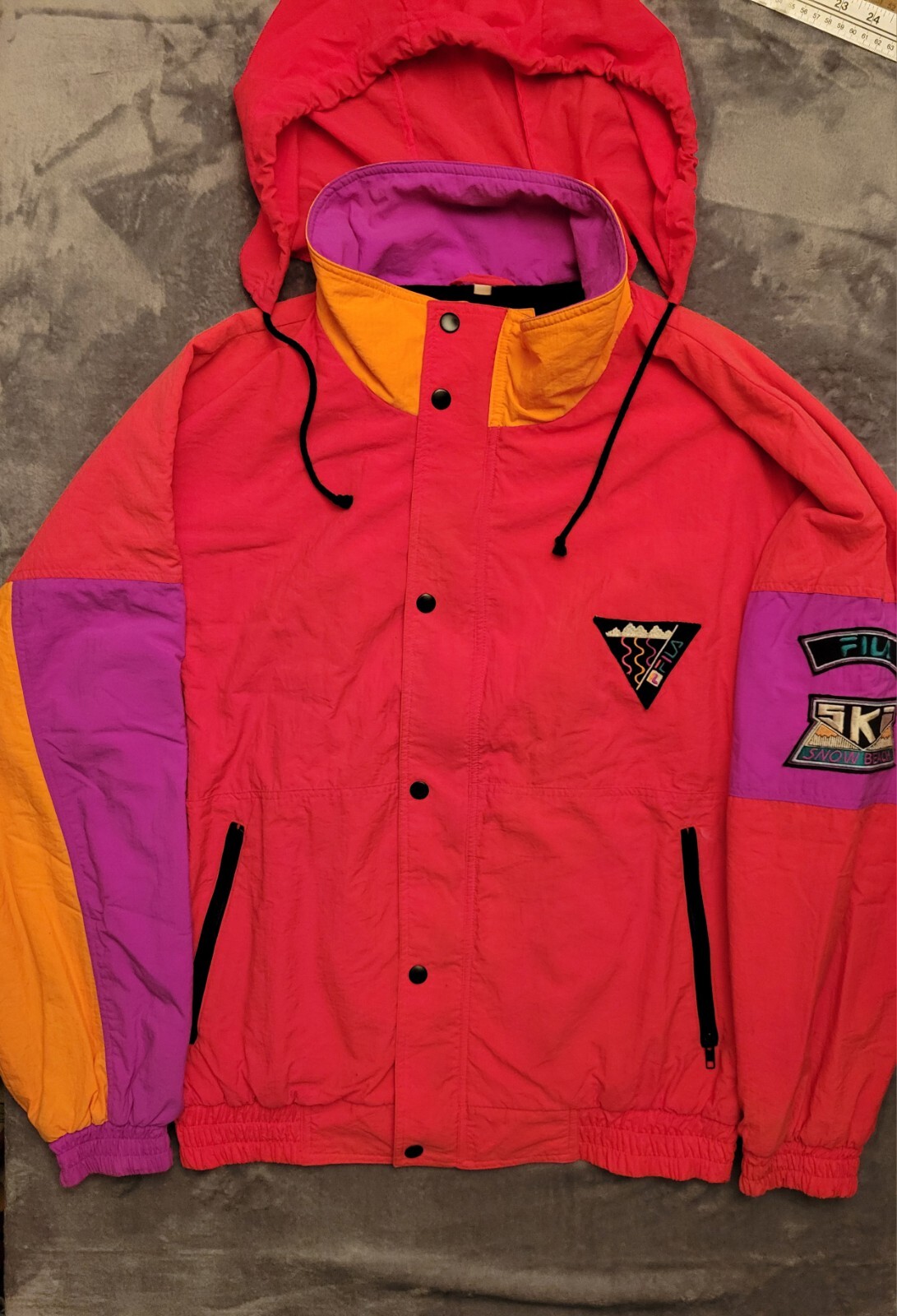 Giacca Fila Vintage Uomo Grande Rosa Invernale Neve Sci Neon Gorp Snow Beach anni 90 80