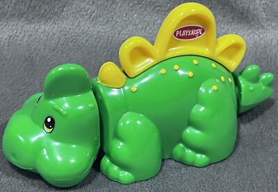 Vintage Playskool Green Dinosaur Wendy s Kids Meal Toy Rolls Wiggles Head Tail