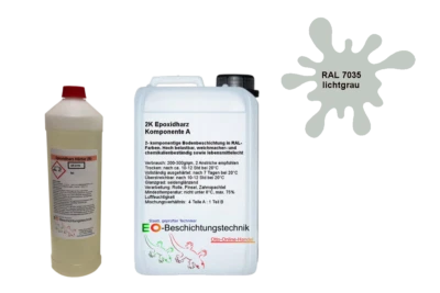 OTTO-ONLINE-HANDEL 2k Bodenbeschichtung Ca 25m2 RAL7035, 100g Schwarz/weiß Chips, 1x Rolle 25cm