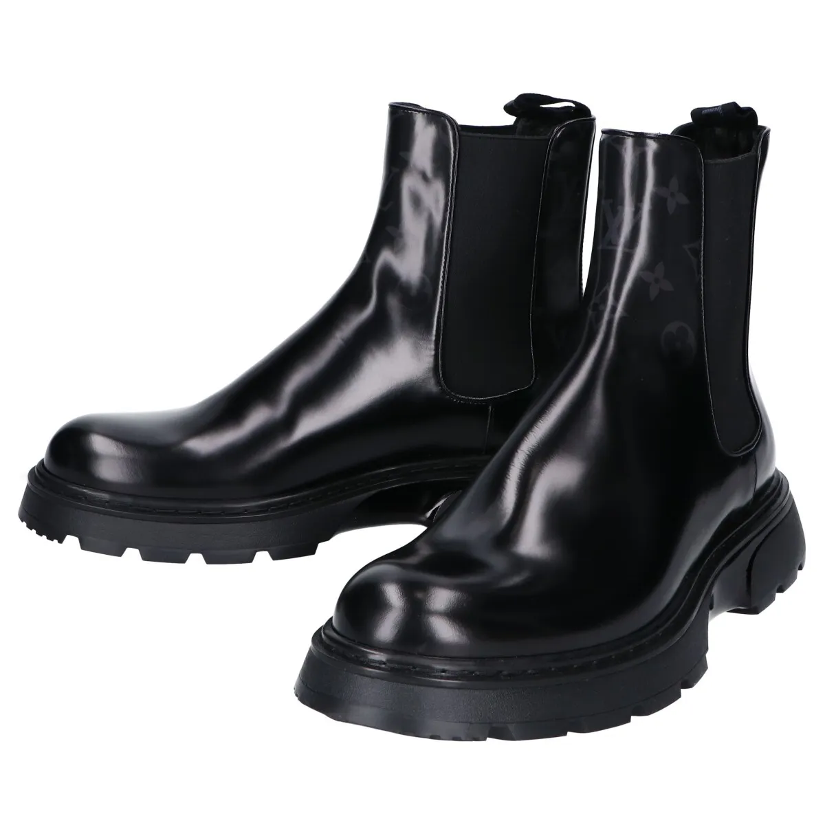 LOUIS VUITTON 1A9FE3 LV bold line ankle side gore boots shoes 7 black
