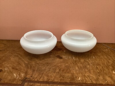 Two Classic Milk White Soft Half Dome Ceiling Fixture Shades