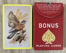 Pack of vintage USPCC Congress 606 Playing cards featuring birds with 1 Joker.
