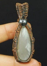 Copper Moss Agate Gemstone Copper Wire Wrapped Handmade Jewelry Pendant
