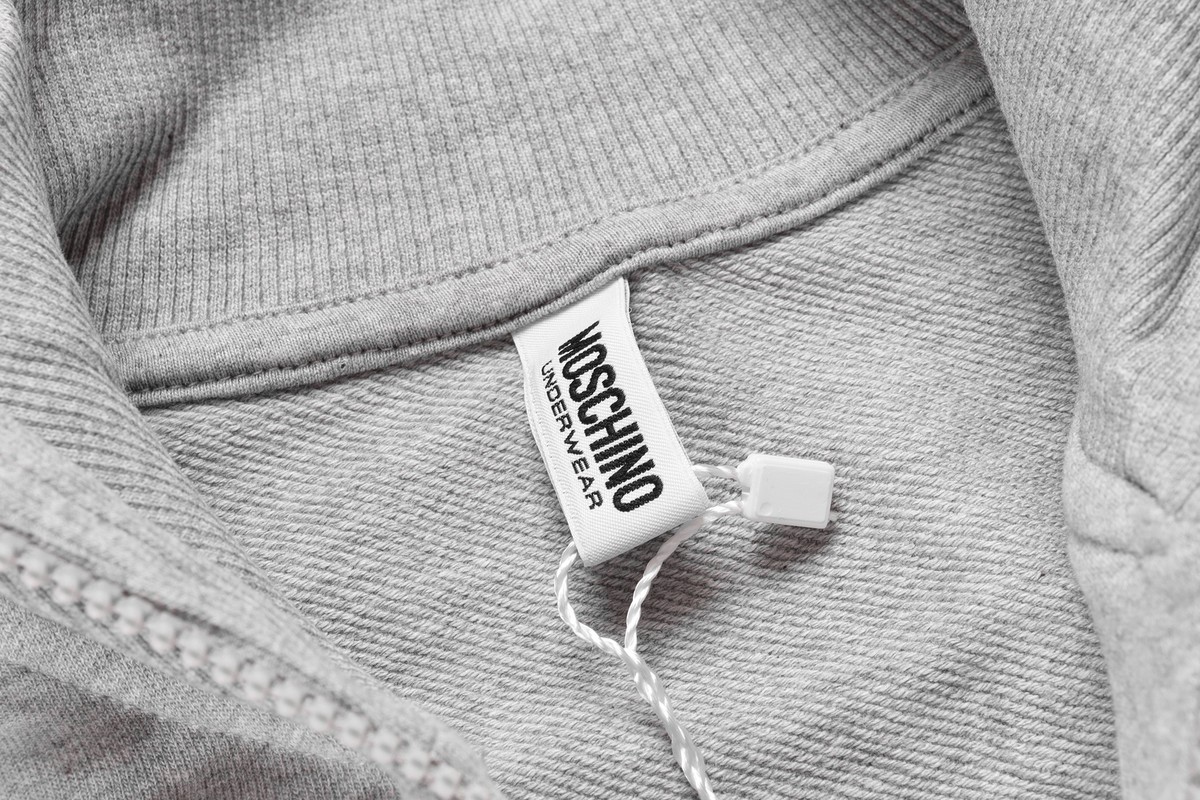 NWT MOSCHINO underwear SWEATSHIRT grey 1/2 zip luxury logos