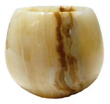 Vtg Onyx Stone  Marbled Round Tealight Candle Holder Cup Decor READ