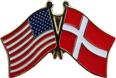 USA American Denmark Friendship Flag Bike Motorcycle Hat Cap lapel Pin 