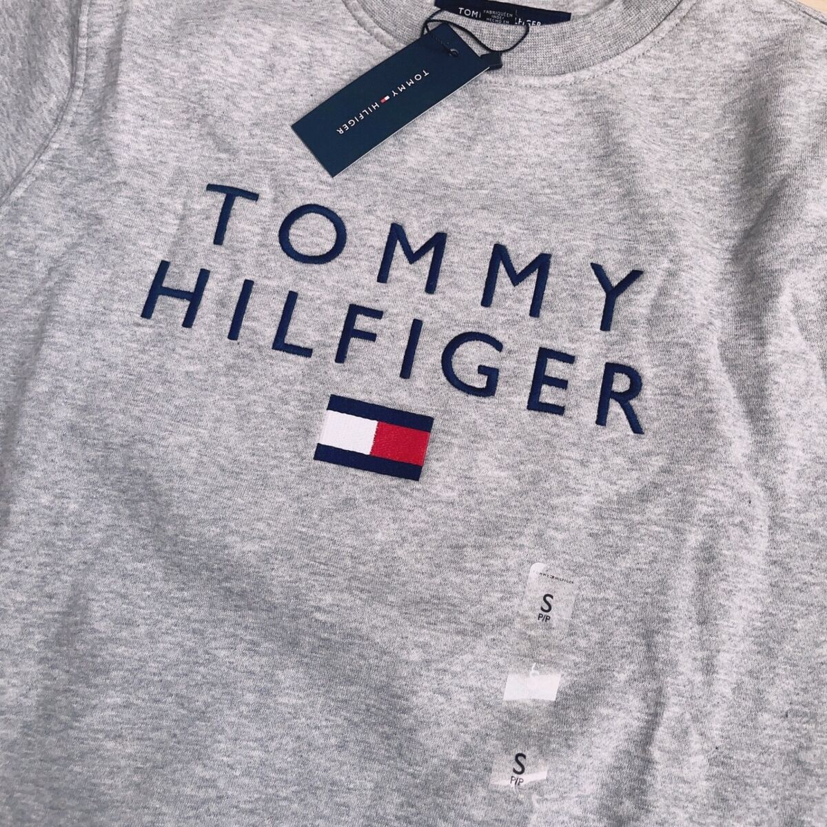 NWT Men's Tommy Hilfiger Crew Neck Essential Logo Pullover Sweater  Sweatshirt