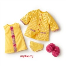 American Girl Doll JULIE Yellow PAJAMAS and ROBE Slippers SET Outfit