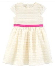 Oshkosh Bgosh Girls 8 Ivory Striped Tea Party Dress 3075