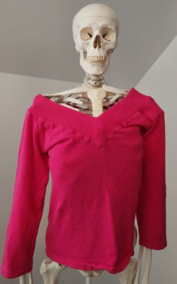 One Step Up Women's Pink V-neck Shirt - Size Medium with ¾ Sleeve