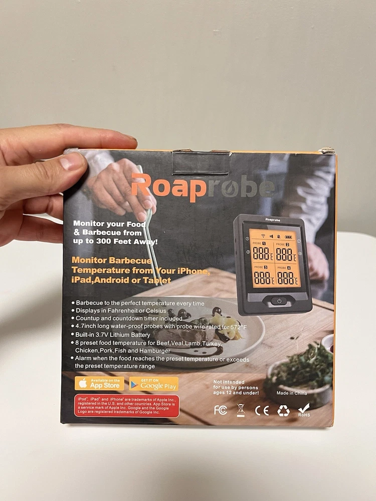 Meat Thermometer Wireless, Roaprobe 328ft Bluetooth Meat Thermometer BBQ Grill