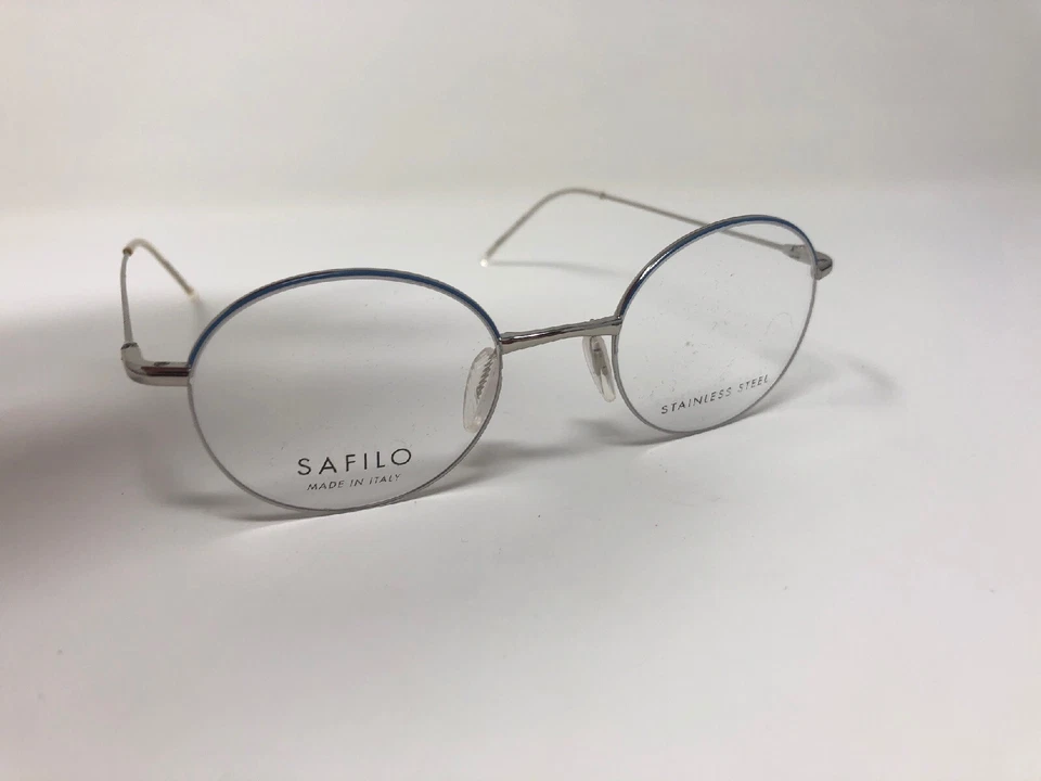 SAFILO Eyeglasses ITALY Frame  LINEA 47-21-145 Silver Blue Sleek Thin 8625 - Image 4 of 4