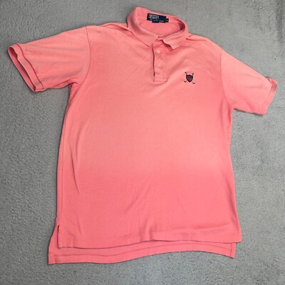 Polo Ralph Lauren Golf Polo Shirt Men's Large Pink Two Tone USA Made Crest