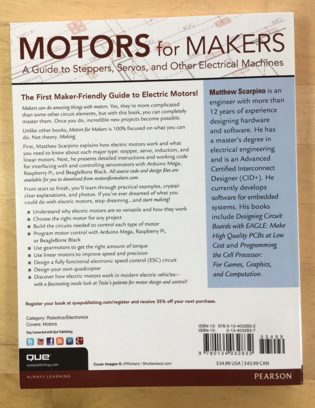 Motors for Makers: A Guide to Steppers, Servos, and Other Electrical Machines PB